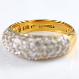 Ellibelle Jewellery Vintage 1999 Diamond Pavé Set 18ct Gold Wide Band Dome Ring