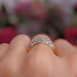 Ellibelle Jewellery Vintage 1999 Diamond Pavé Set 18ct Gold Wide Band Dome Ring