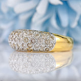 Ellibelle Jewellery Vintage 1999 Diamond Pavé Set 18ct Gold Wide Band Dome Ring