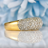 Ellibelle Jewellery Vintage 1999 Diamond Pavé Set 18ct Gold Wide Band Dome Ring