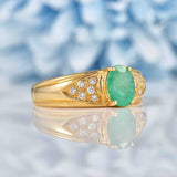 Ellibelle Jewellery Vintage 1999 Emerald & Diamond 18ct Gold Ring