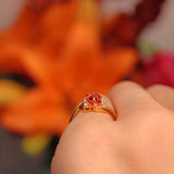 Ellibelle Jewellery Vintage 1999 Fire Opal & Diamond 18ct Gold Crossover Ring