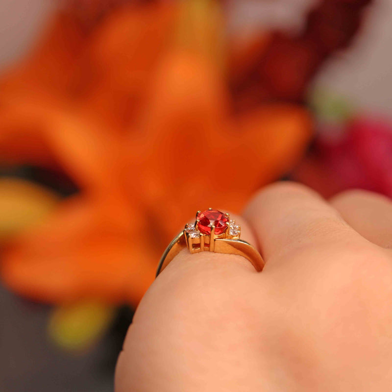 Ellibelle Jewellery Vintage 1999 Fire Opal & Diamond 18ct Gold Crossover Ring