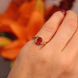 Ellibelle Jewellery Vintage 1999 Fire Opal & Diamond 18ct Gold Crossover Ring