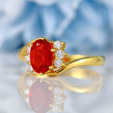 Ellibelle Jewellery Vintage 1999 Fire Opal & Diamond 18ct Gold Crossover Ring