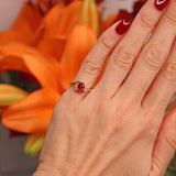 Ellibelle Jewellery Vintage 1999 Fire Opal & Diamond 18ct Gold Crossover Ring