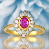 Ellibelle Jewellery Vintage 1999 Pink Sapphire & Diamond 18ct Gold Marquise-Cluster Ring