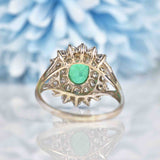 Ellibelle Jewellery Vintage 2000 Emerald & Diamond 18ct White Gold Cluster Ring