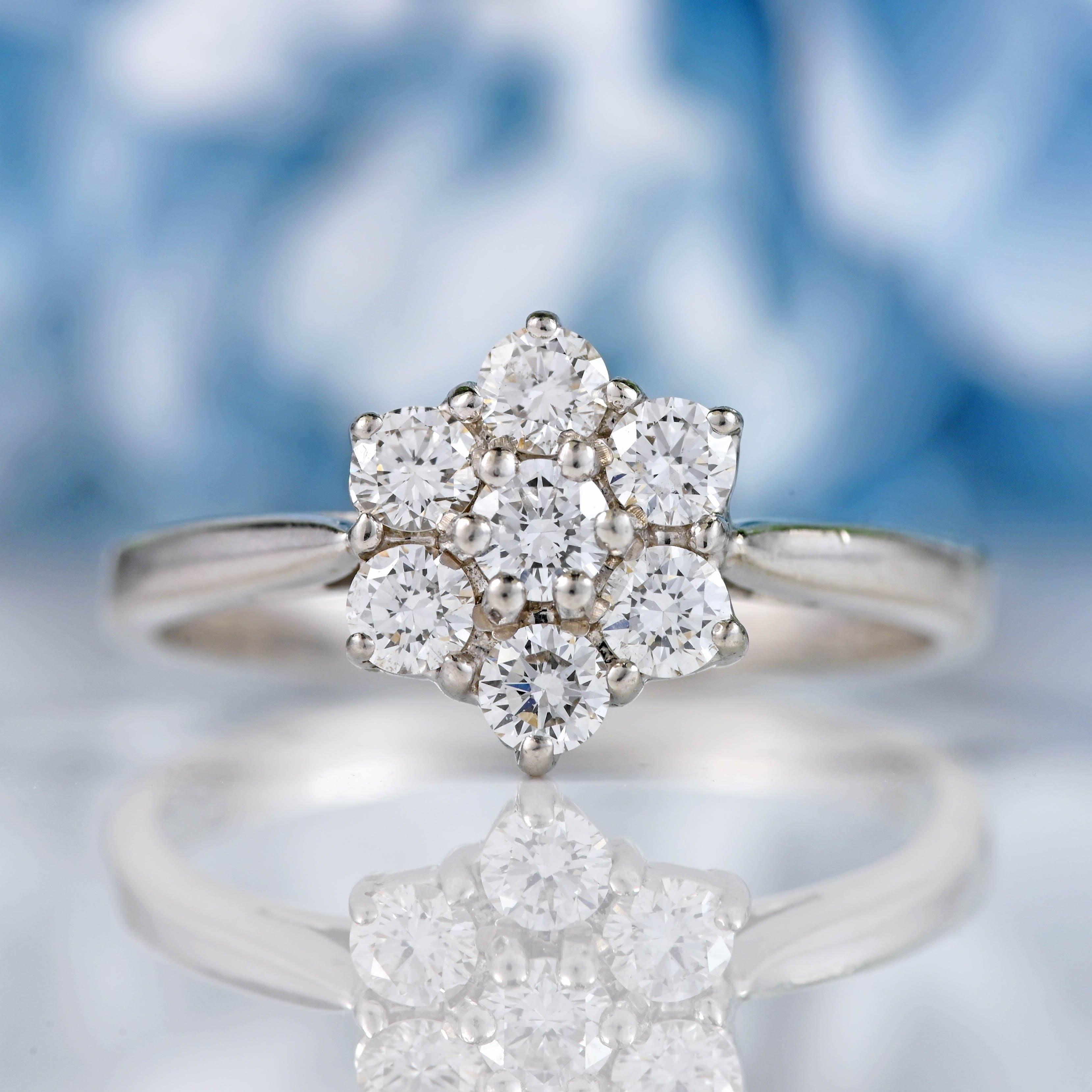 Ellibelle Jewellery Vintage 2000 Platinum Diamond Daisy Cluster Ring (0.50ct)