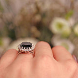 Ellibelle Jewellery Vintage 5.50-Carat Sapphire & Diamond White Gold Cluster Engagement Ring
