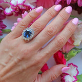 Ellibelle Jewellery Vintage 7.03 Carat Sapphire & Diamond 18ct Gold Cluster Ring