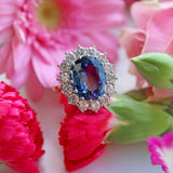 Ellibelle Jewellery Vintage 7.03 Carat Sapphire & Diamond 18ct Gold Cluster Ring