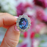 Ellibelle Jewellery Vintage 7.03 Carat Sapphire & Diamond 18ct Gold Cluster Ring