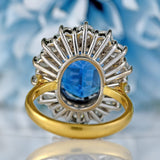 Ellibelle Jewellery Vintage 7.03 Carat Sapphire & Diamond 18ct Gold Cluster Ring