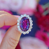 Ellibelle Jewellery Vintage 8.45ct Amethyst & Diamond 18ct White Gold Cluster Ring