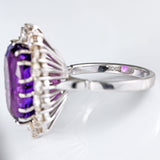 Ellibelle Jewellery Vintage 8.45ct Amethyst & Diamond 18ct White Gold Cluster Ring
