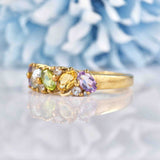 Ellibelle Jewellery Vintage 9ct Gold Multi-Gem Cluster Ring