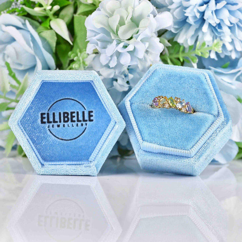Ellibelle Jewellery Vintage 9ct Gold Multi-Gem Cluster Ring