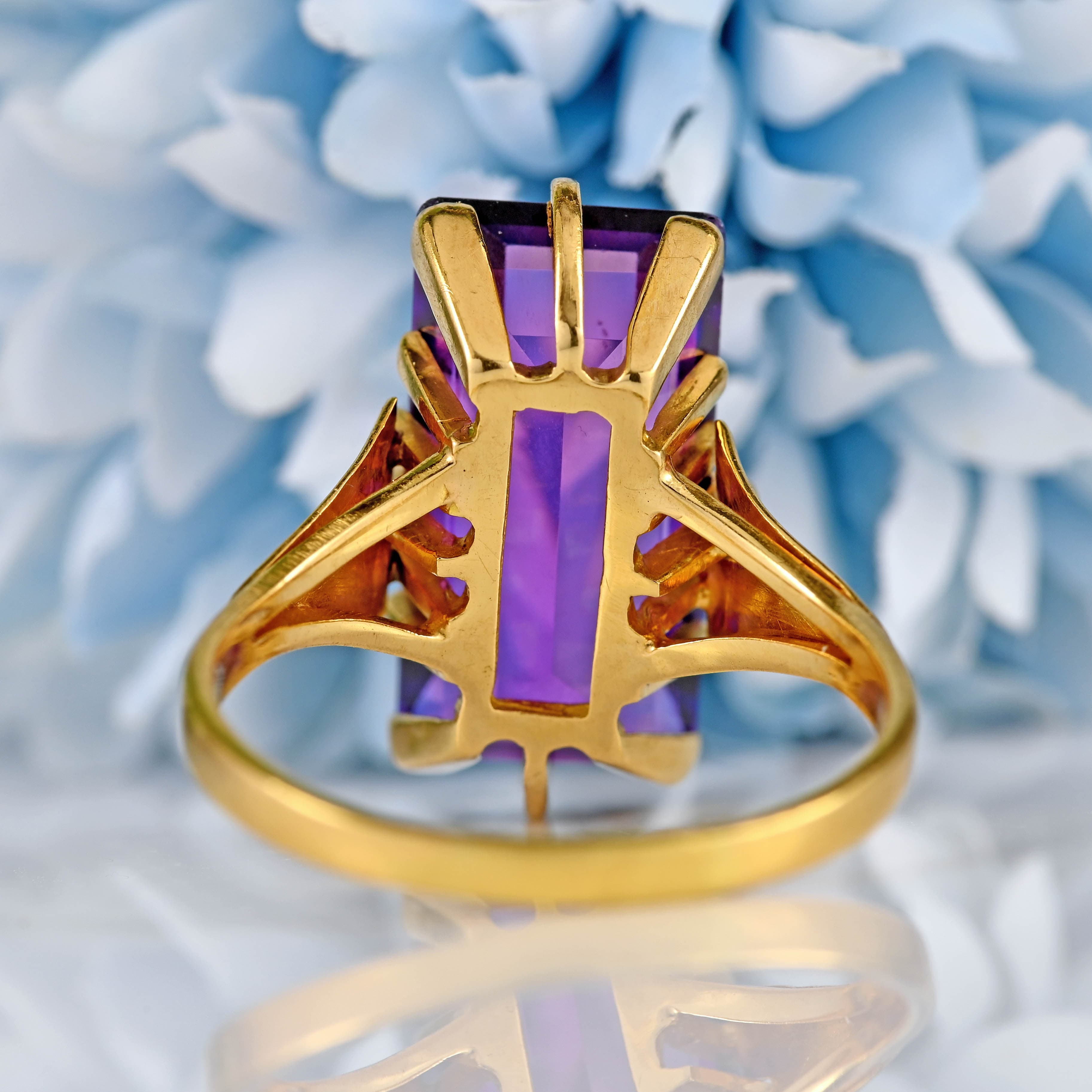 Ellibelle Jewellery Vintage Amethyst 18ct Gold Solitaire Cocktail Dress Ring