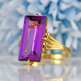 Ellibelle Jewellery Vintage Amethyst 18ct Gold Solitaire Cocktail Dress Ring