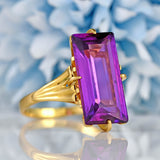 Ellibelle Jewellery Vintage Amethyst 18ct Gold Solitaire Cocktail Dress Ring
