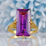 Ellibelle Jewellery Vintage Amethyst 18ct Gold Solitaire Cocktail Dress Ring
