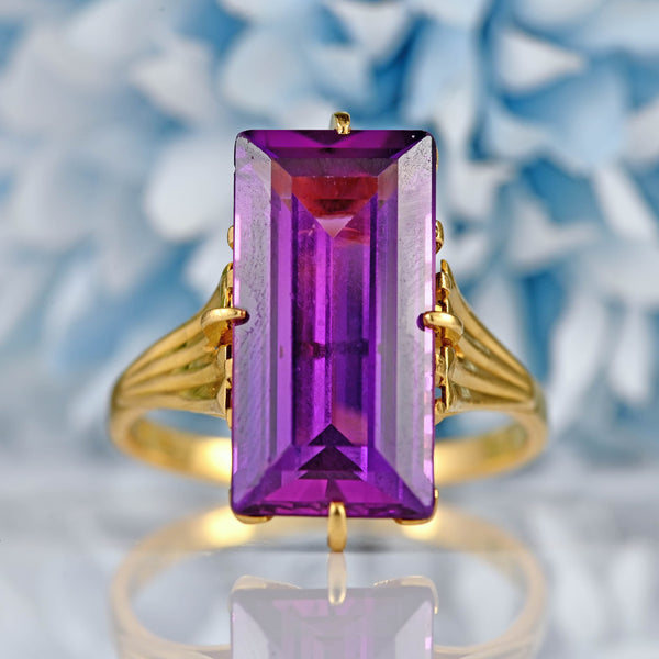 Ellibelle Jewellery Vintage Amethyst 18ct Gold Solitaire Cocktail Dress Ring