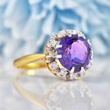 Ellibelle Jewellery Vintage Amethyst & Diamond 18ct Gold Cluster Ring