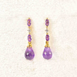 Ellibelle Jewellery Vintage Amethyst & Diamond 18ct Gold Drop Earrings