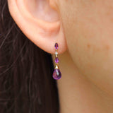 Ellibelle Jewellery Vintage Amethyst & Diamond 18ct Gold Drop Earrings