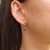 Ellibelle Jewellery Vintage Amethyst & Diamond 18ct Gold Drop Earrings