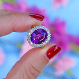 Ellibelle Jewellery Vintage Amethyst & Diamond 18ct Gold Oval Cluster Ring