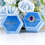 Ellibelle Jewellery Vintage Amethyst & Diamond 18ct Gold Oval Cluster Ring