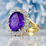 Ellibelle Jewellery Vintage Amethyst & Diamond 18ct Gold Oval Cluster Ring