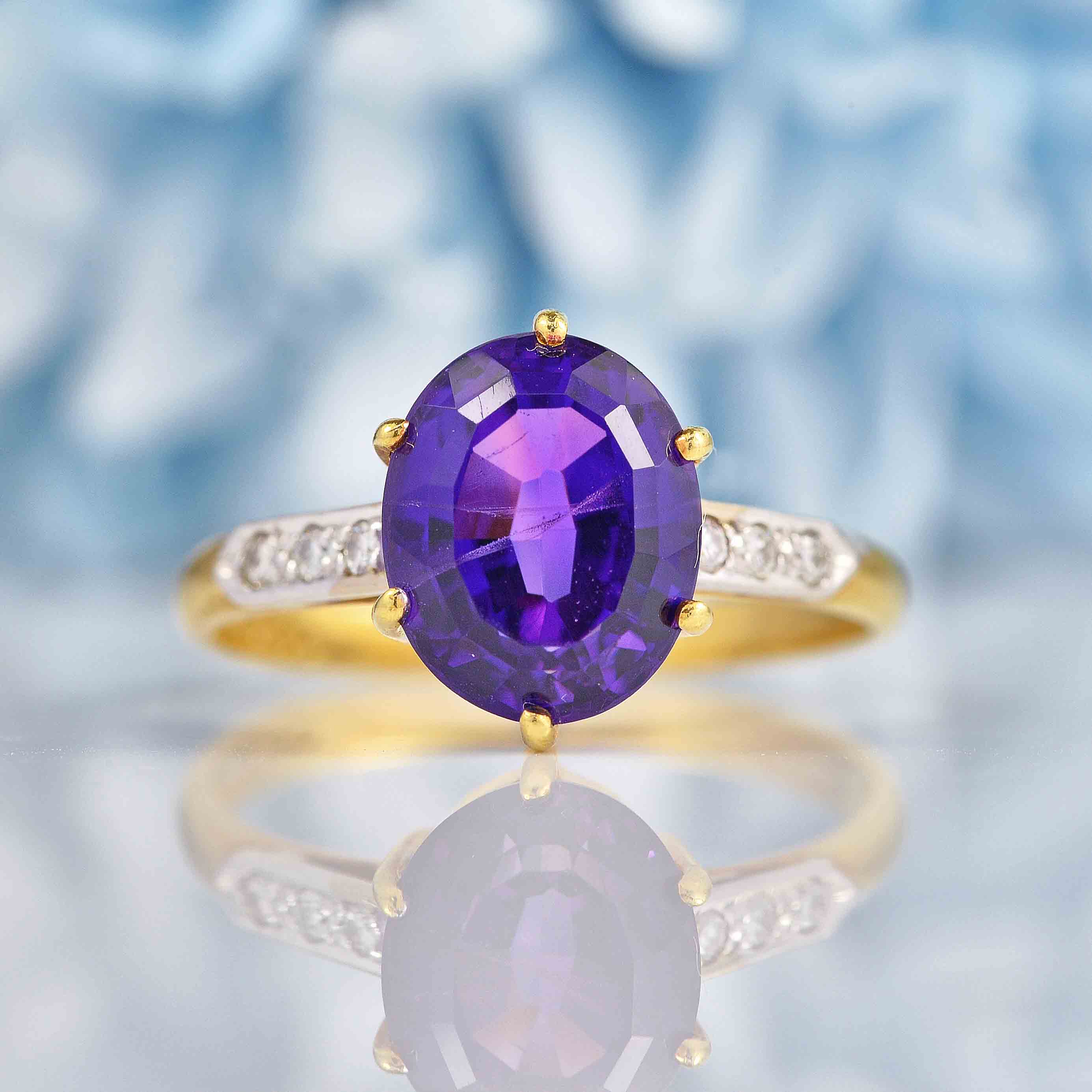 Ellibelle Jewellery Vintage Amethyst Diamond 18ct Gold Ring By Cropp & Farr