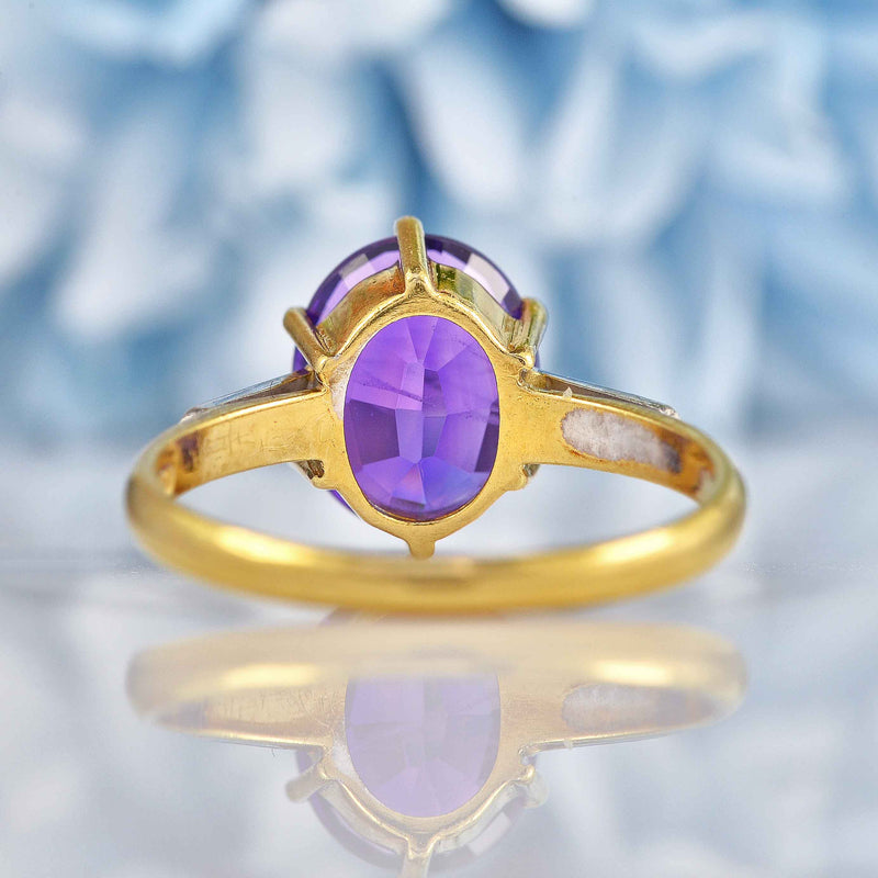 Ellibelle Jewellery Vintage Amethyst Diamond 18ct Gold Ring By Cropp & Farr