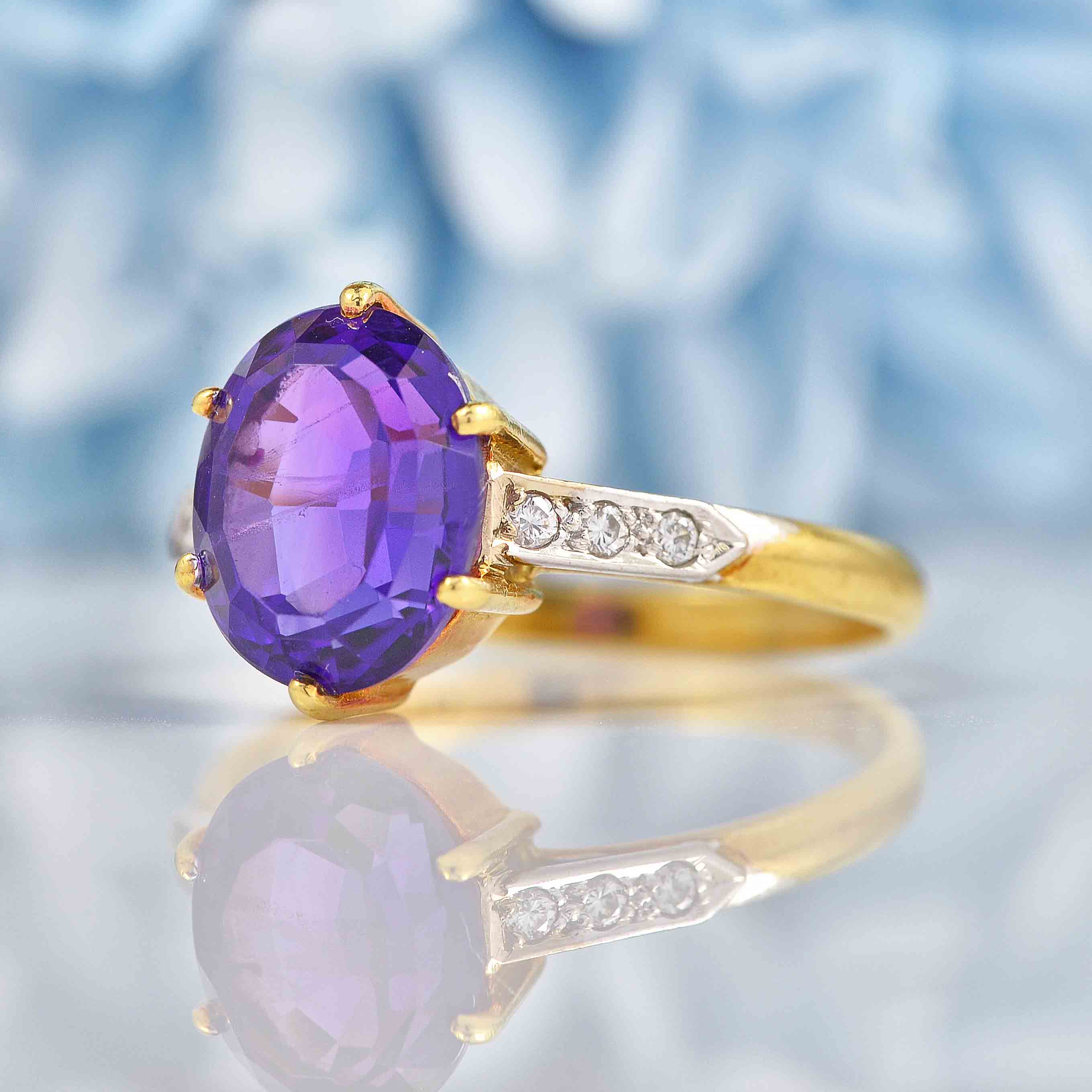 Ellibelle Jewellery Vintage Amethyst Diamond 18ct Gold Ring By Cropp & Farr