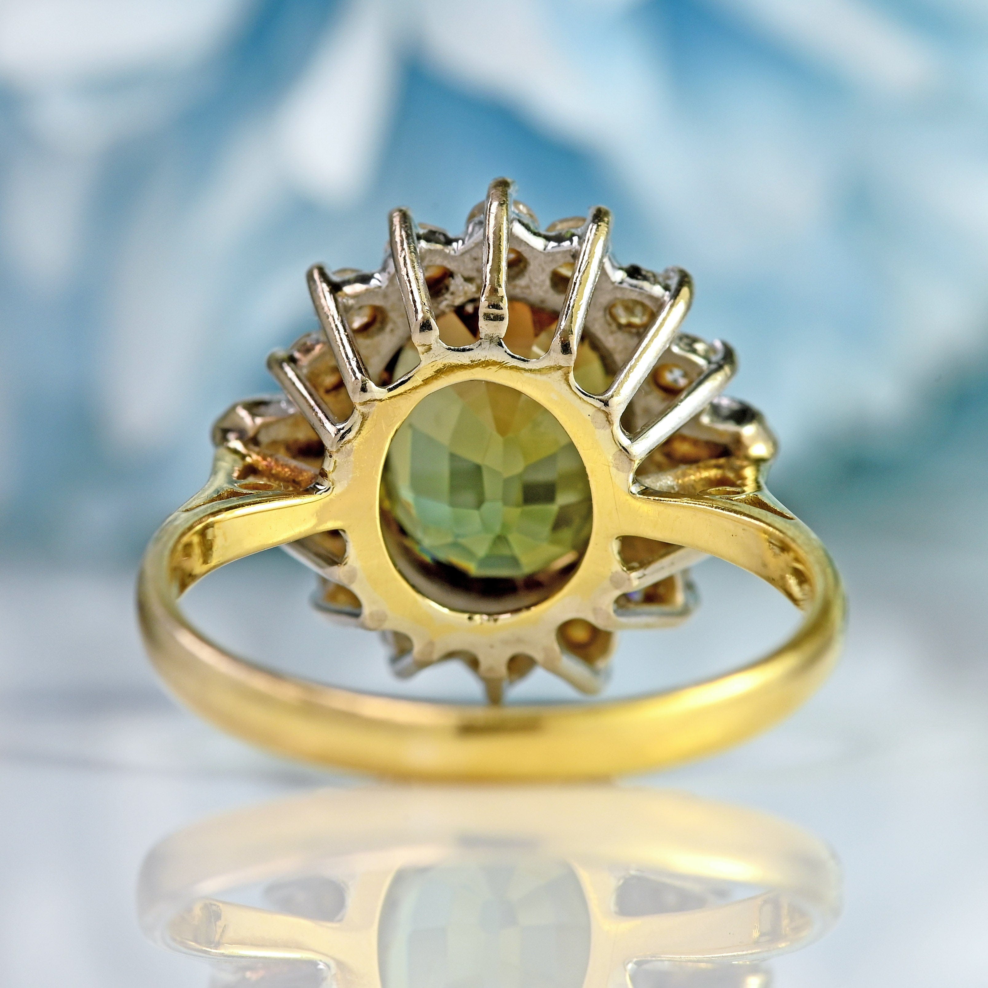 Ellibelle Jewellery Vintage Andalusite & Diamond 18ct Gold Cluster Ring (3.04cts)