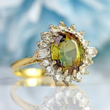 Ellibelle Jewellery Vintage Andalusite & Diamond 18ct Gold Cluster Ring (3.04cts)