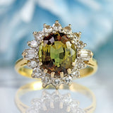 Ellibelle Jewellery Vintage Andalusite & Diamond 18ct Gold Cluster Ring (3.04cts)