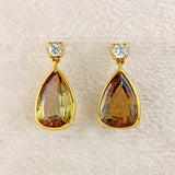 Ellibelle Jewellery Vintage Andalusite & Diamond 18ct Gold Pendant Drop Earrings