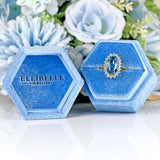 Ellibelle Jewellery Vintage Aquamarine & Diamond 18ct Gold Oval Cluster Ring