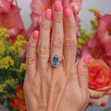Ellibelle Jewellery Vintage Aquamarine & Diamond 18ct Gold Oval Cluster Ring