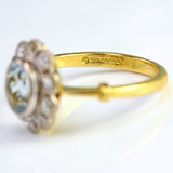 Ellibelle Jewellery Vintage Aquamarine & Diamond 18ct Gold Platinum Cluster Ring