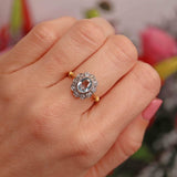 Ellibelle Jewellery Vintage Aquamarine & Diamond 18ct Gold Platinum Cluster Ring