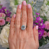 Ellibelle Jewellery Vintage Aquamarine & Diamond Cluster Engagement Ring