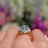 Ellibelle Jewellery Vintage Aquamarine & Diamond Cluster Engagement Ring