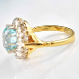 Ellibelle Jewellery Vintage Aquamarine & Diamond Cluster Engagement Ring