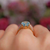 Ellibelle Jewellery Vintage Aquamarine & Rose-Cut Diamond 18ct Gold Ring (3.20cts)