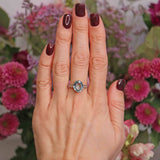 Ellibelle Jewellery Vintage Aquamarine & Rose-Cut Diamond 18ct Gold Ring (3.20cts)